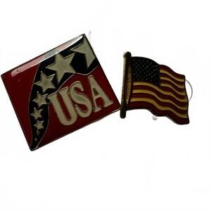 Vintage Patriotic Pins American Flag Red White Blue USA Stars Lapel Hat Pins